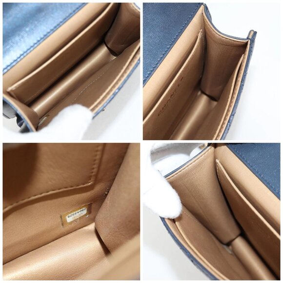 CHANEL Matelasse Chain Shoulder Bag Lamb Skin Navy CC Auth 132881M - Picture 15 of 16